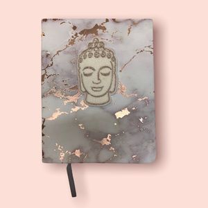 pink and white marble journal